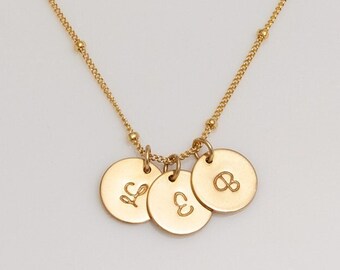 Disc Charm (9.5mm) Necklace with Satellite Beaded Chain