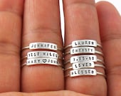 Personalized Ring, Dainty Name Ring, Stacking Name Ring, Date Ring, Inspiration Ring, Motivation Ring