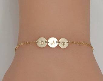 Dainty Initial Disc Bracelet (7mm) – Personalized, Sterling Silver or Gold Filled