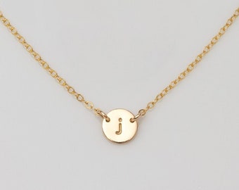Personalized Initial Disc Necklace - Sterling Silver, Gold Filled (6mm)