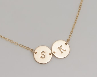 Personalized Initial Disc Necklace - Sterling Silver, Gold Filled (9.5mm)