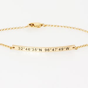 Coordinate Bracelet • GPS Longitude Latitude Bracelet • Gold Bar Bracelet • Bridesmaids Gift • Memorable Location Bracelet • Wedding