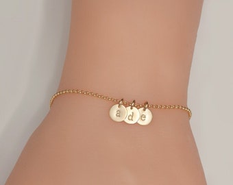 Personalized Initial Disc Bracelet, Gold Filled, Sterling Silver