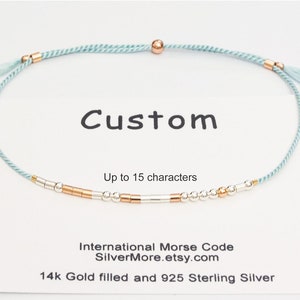 Morse Code Bracelet, Personalized, Adjustable, Secret, Mystery Message Bracelet, Natural Silk Cord and Gold Filled or Sterling Silver Beads