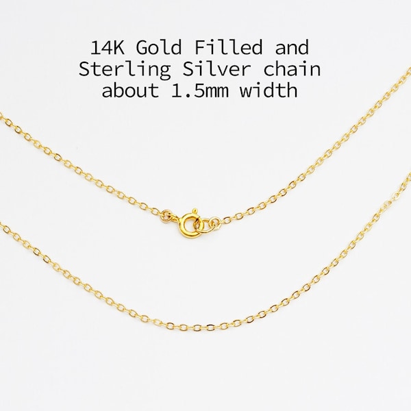 Collier de chaîne délicat, collier de superposition délicat, collier de chaîne simple, chaîne de câble ordinaire en or 14 carats ou en argent sterling
