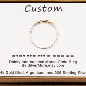 CUSTOM Morse Code Ring, Personalized Morse Code Ring, Any Word, Date, Name, Hidden Secret Message Ring