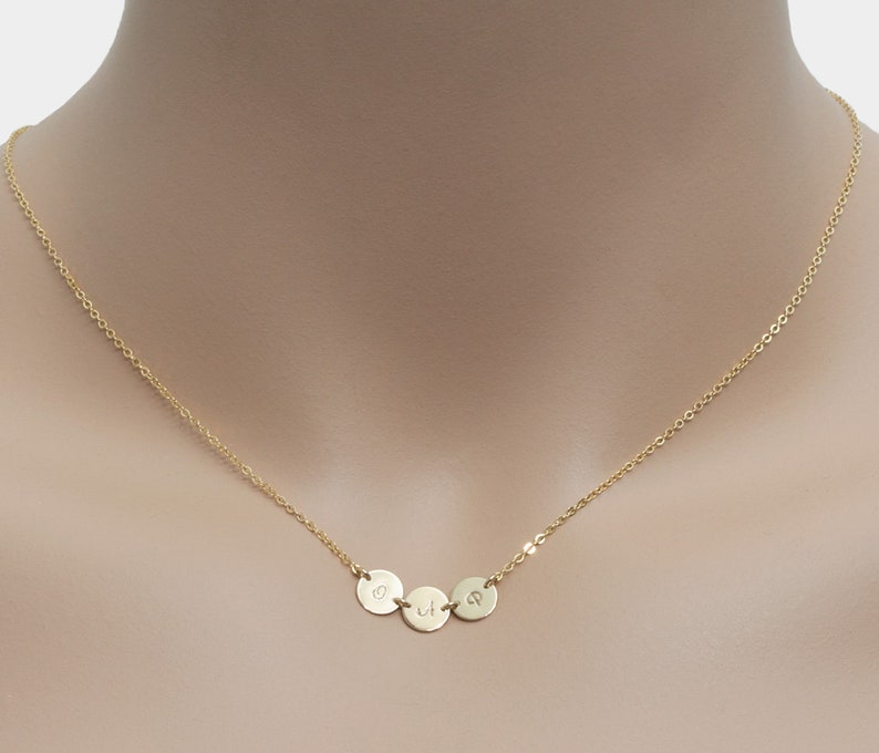 Tiny Dainty Discs 7mm Necklace Hand Stamped Personalized Etsy