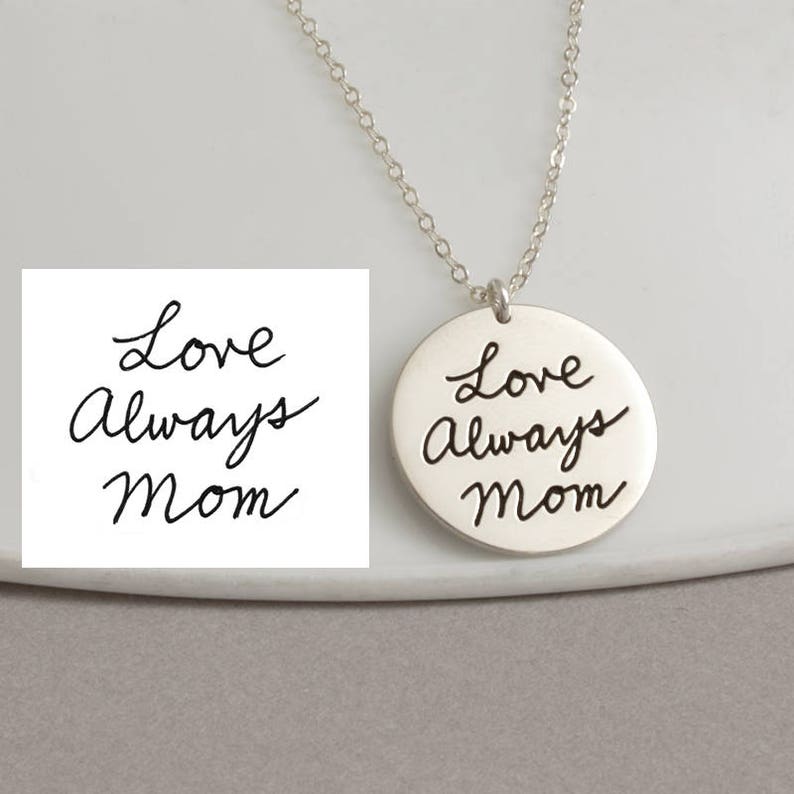 34 19mm Signature Necklace Memorial Charm Handwritten Necklace Sterling Silver Actual Handwriting Disc Charm Only