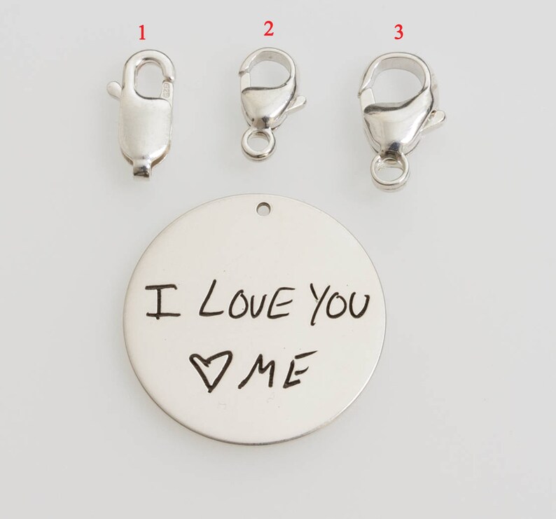 34 19mm Signature Necklace Memorial Charm Handwritten Necklace Sterling Silver Actual Handwriting Disc Charm Only