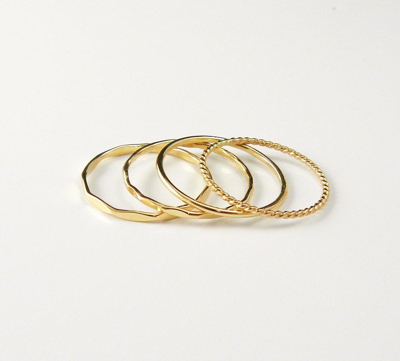 Thin Gold Stacking Rings Set of 4 Dainty Stack Rings 2 - Etsy