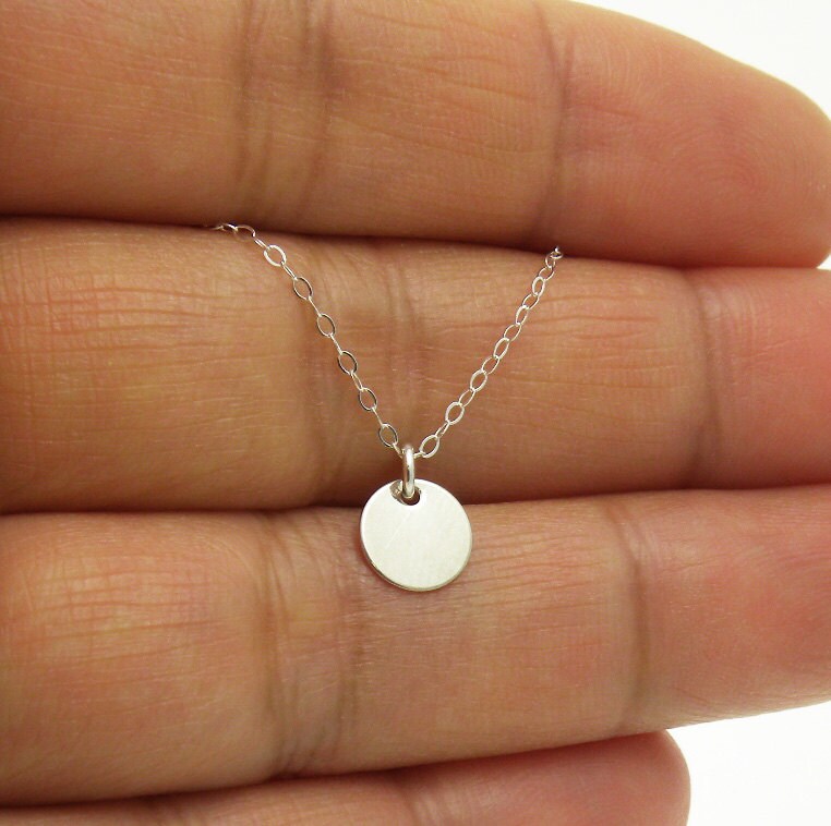 Sterling Silver Simple Tiny Dot Disk Necklace