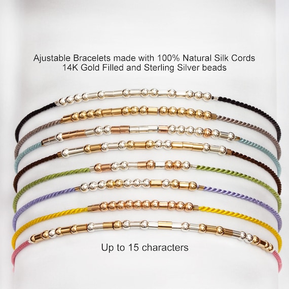 アクセサリー VIVO Fuck Cancer Morse Code Bracelet, Silk Cord, Sterling Silver & Gold