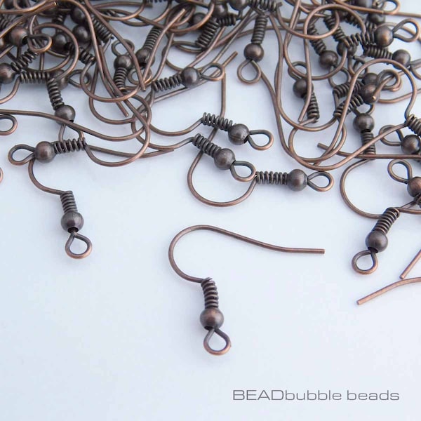 Boucles d'oreilles crochets en cuivre, 18 mm sans nickel, crochets d'oreilles x 50 paires (100 boucles d'oreilles), accessoires de fabrication de bijoux