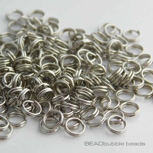 5 mm Delade Ringar Silverfärgade, Förpackning med 200 Små Delade Ringar, Smyckesdetaljer