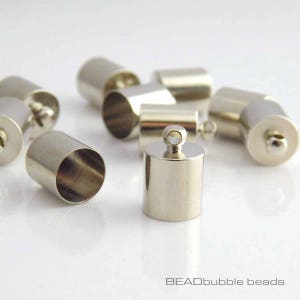 Cord Ends Silver Tone Brass ,Glue In Cord End Caps, 7.5mm, Pack of 10 Nickel Free Findings for Jewellery Making