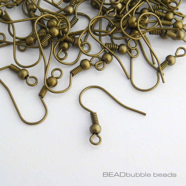 Boucles d'oreilles couleur bronze crochets d'oreilles 18 mm sans nickel x 50 paires, accessoires pour la fabrication de bijoux