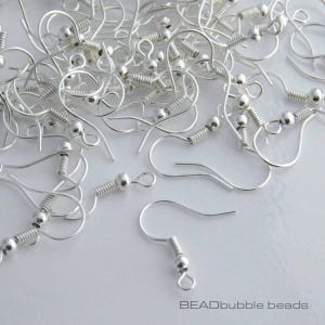 Earring Fish Hooks Bright Silver Plated 18mm Nickel Free Ear Wires x 50 Pairs (100 ear wires) Jewelry Making Findings