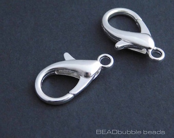 Large Lobster Clasps, 23mm, Silver Plated, Pack of 4 Jewellery Making Findings