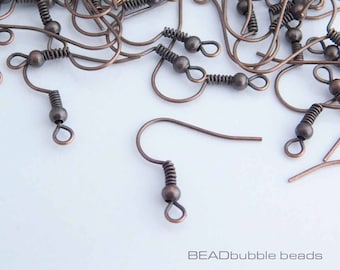 Earring Fish Hooks Copper Tone 18mm Nickel Free Ear Wires x 50 Pairs (100 ear wires), Jewelry Making Findings