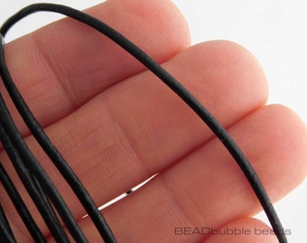 1.5mm Black Leather Cord x 2 metres (approx 6.5ft), Round Leather Cord for Jewellery Making