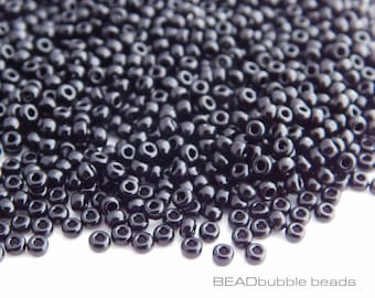 Perline giapponesi Miyuki 11/0 nere opache da 10 g, misura 11, per tessitura di perline e lavori al telaio.