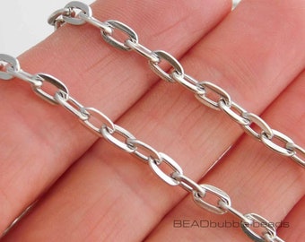 7mm x 4mm Silver Tone Cable Chain x 1 metre, Open Link Jewellery Making Chain