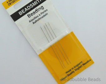 English Beading Needles # 12, Beadsmith, Pack of 4, Size 12, Needles for Bead Weaving
