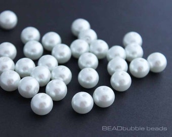 10mm Round White Glass Faux Pearl Beads, Pack of 30 Beads for Jewellery Making