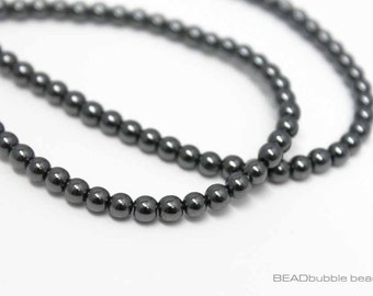 Perline di ematite, pietre preziose rotonde da 4 mm, non magnetiche, filo da 38,5 cm (circa 15"), perline per la creazione di gioielli