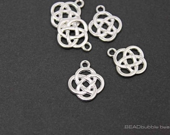 Ciondoli placcati in argento con nodo celtico, pendenti, 18 mm, confezione da 10, accessori per la creazione di gioielli