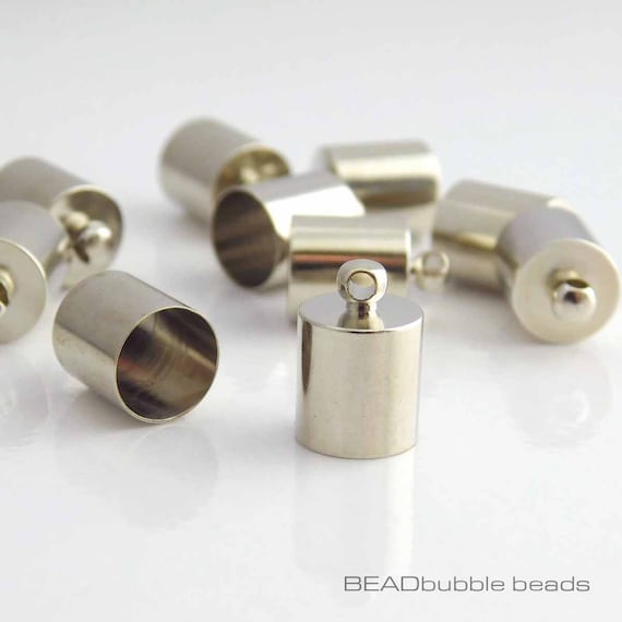 Cord Ends Silver Tone Brass glue in Cord End Caps 7.5mm Pack of 10 Nickel Free Findings for Jewellery Making Etsy