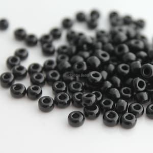 Miyuki 6-401 6/0 Opaque Black Seed Beads: Japanese Glass Beads (10g)