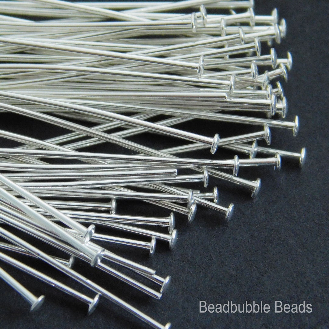 50mm / 2 Silver Plated Head Pins 21 Gauge / Approx. Etsy UK