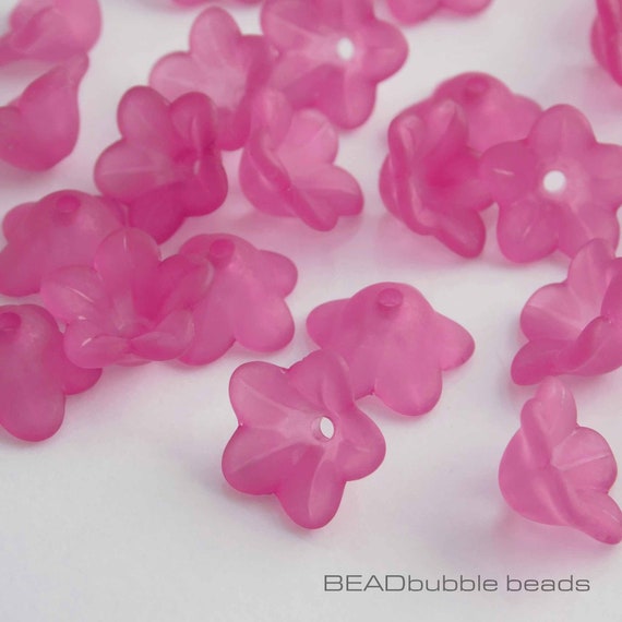 100 pcs Pink 12mm Frosted Acrylic Lucite Flower Beads