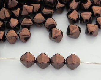Perline bicono in vetro ceco Lila Vega Lustre da 6 mm: bronzo-marrone (confezione da 40)