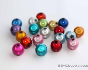 10mm Acrylic Plastic 3D Illusion Miracle Beads Mixed Colours Pack of 20