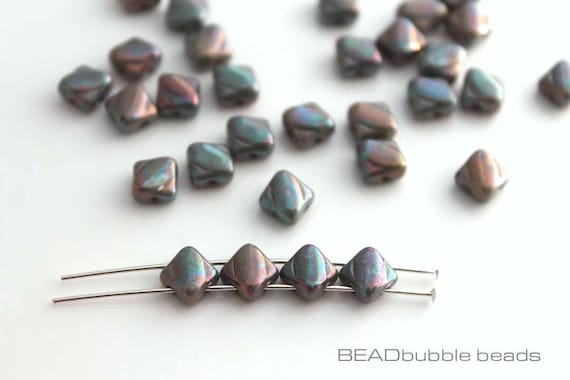 10g Czech Rulla Twin Beads Teal Lined