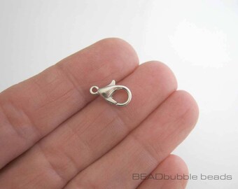 12mm Lobster Clasps Silver Tone, Pack of 10, Nickel Free Jewellery Making Findings