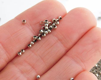 Perline a cricchetto color argento: terminali per gioielli con cordino rotondo da 2 mm (circa 4 g, 300+)