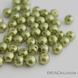 Perle finte rotonde in vetro verde pera da 8 mm, confezione da 50 perline per creazione di gioielli