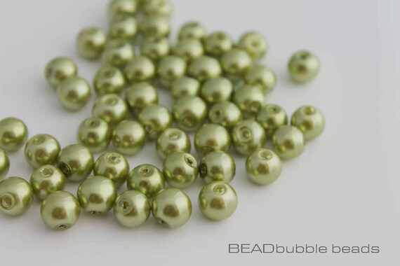 50 beads craft pearl beads 8mm Glass faux Pearls Gold jewellery making