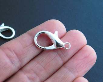 Chiusure a moschettone grandi, 23 mm, placcate argento, confezione da 4 componenti per la creazione di gioielli