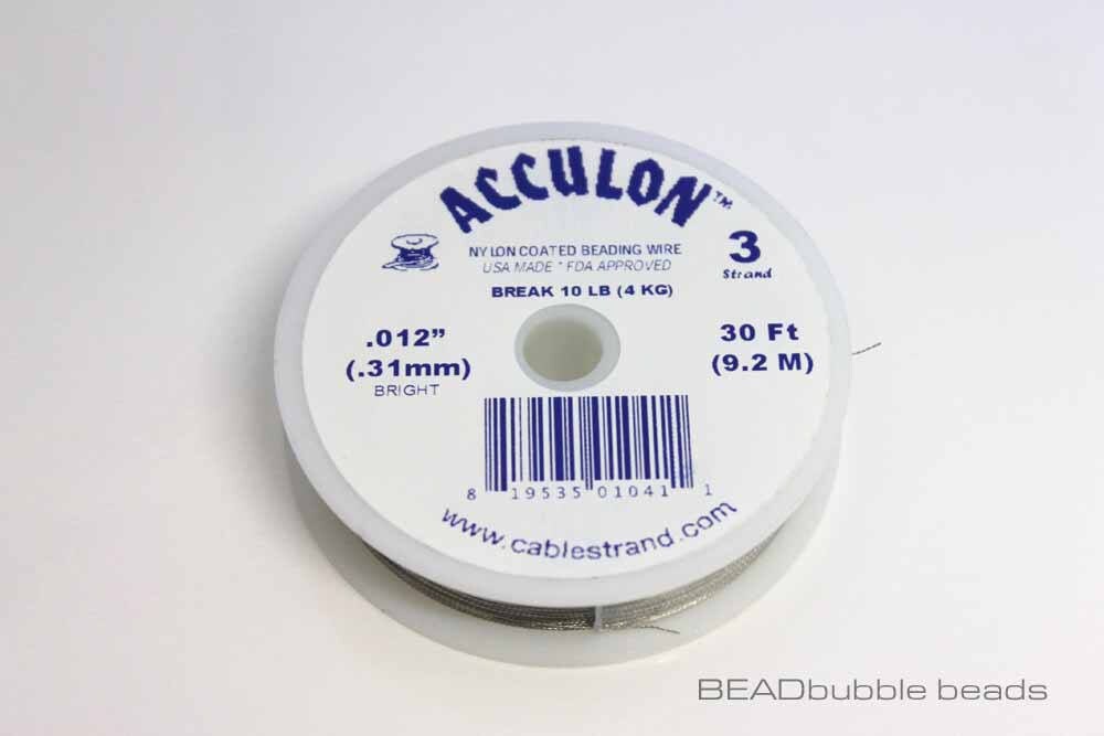 Acculon Beading Wire Clear 3 Strand .012 0.31mm 30ft Spool Wire