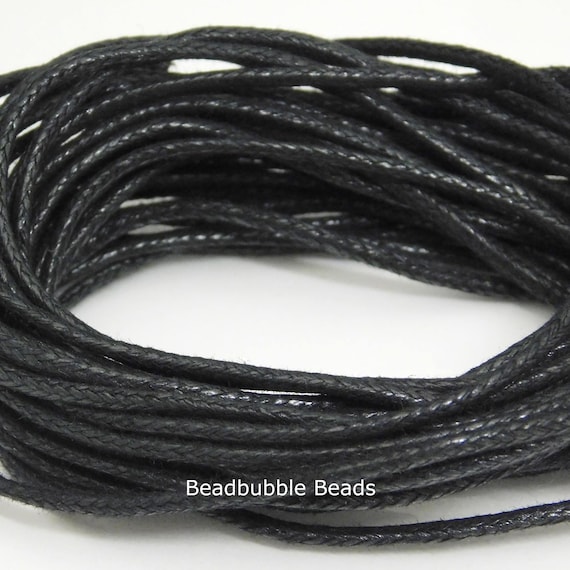2mm Black Waxed Cotton Cord X Metres (approx 16ft), Cord for - Main Image