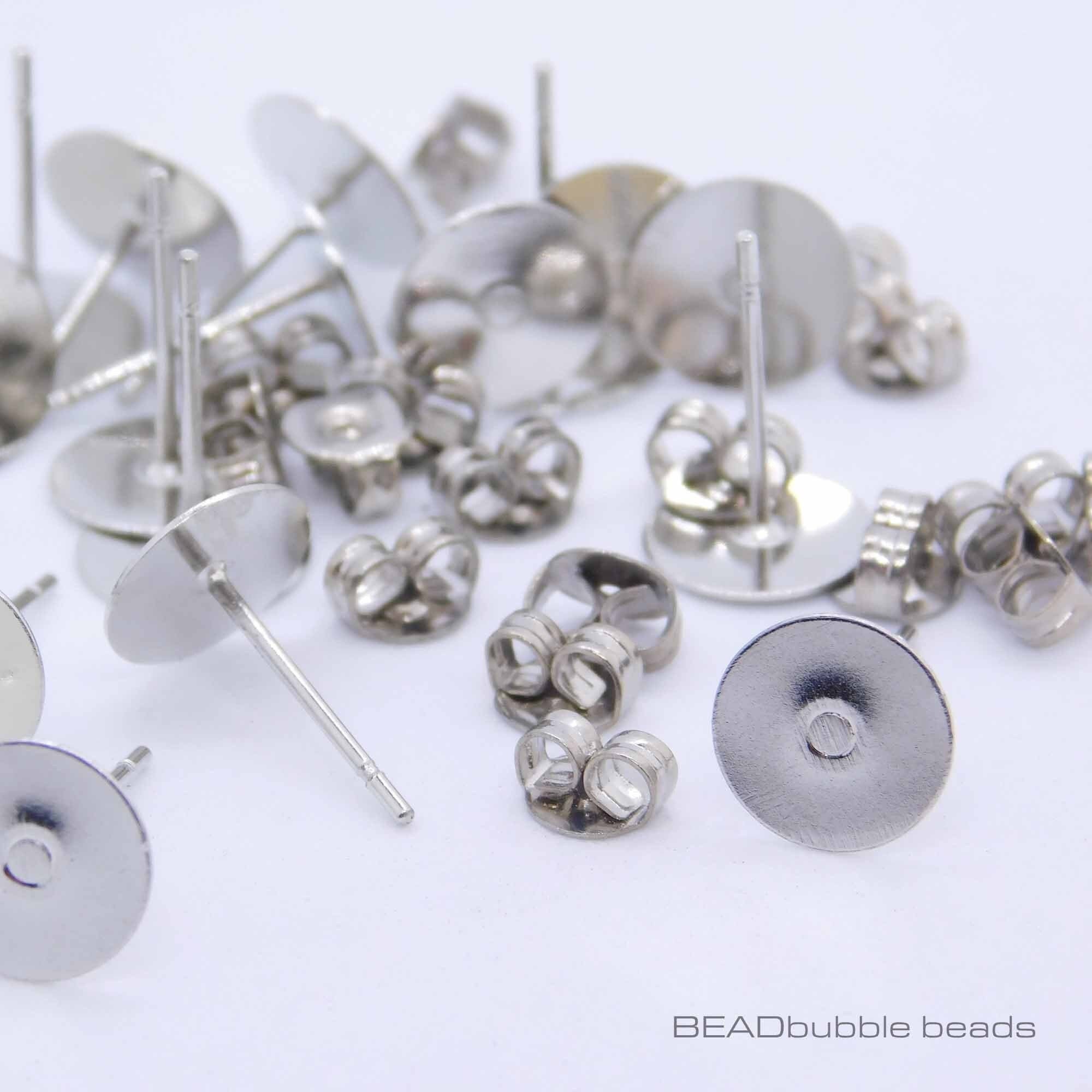Earring Posts, Stainless Steel, Ear Studs, Silver Earring Post, Earring  Base, Earring Trays, 10mm earring posts, 12mm earring post