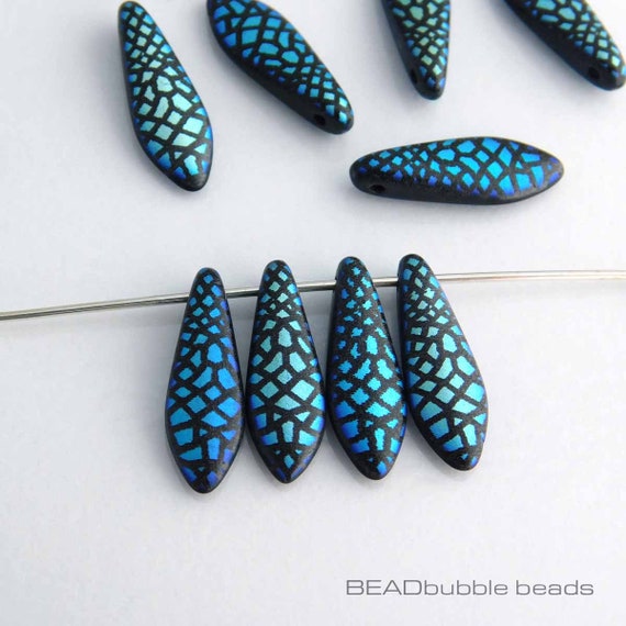 25pcs Czechmates Dagger Beads 16mm x 5mm Jet
