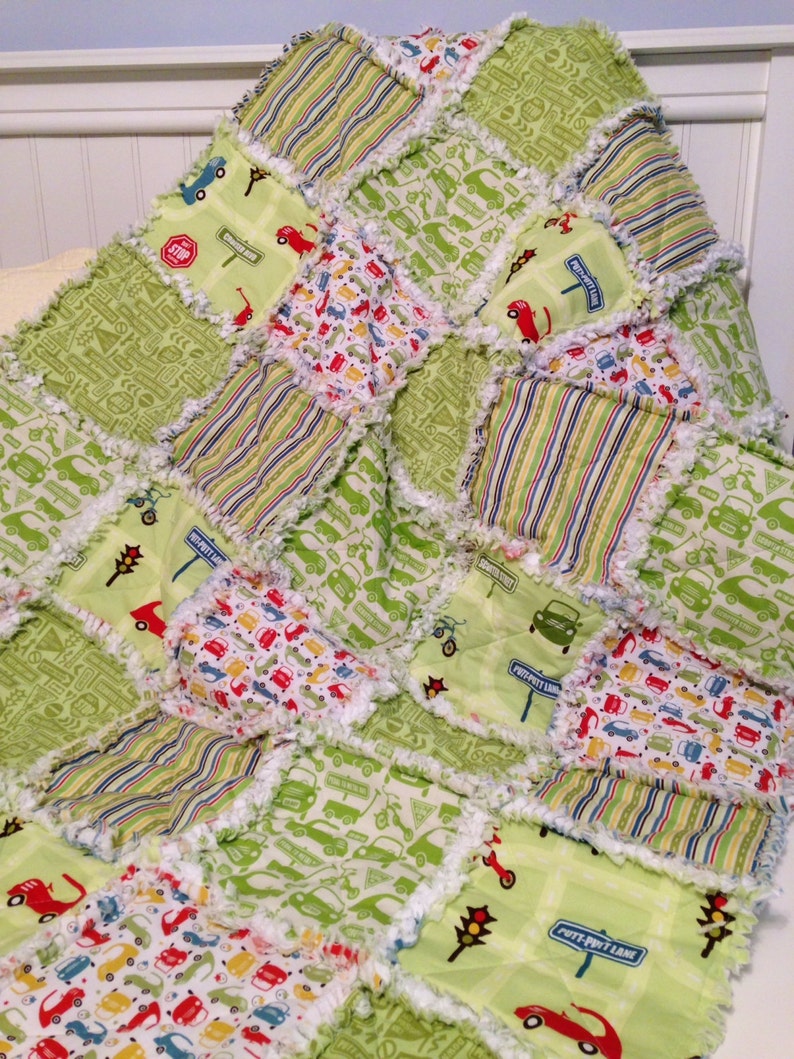 Green Baby Boy Rag Quilt Crib Quilt Toddler Quilt Nursery Etsy
