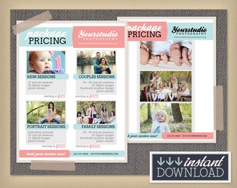 Photography Package Pricing - Photographer Price List - Marketing - Photoshop Template Photography Packages - INSTANT DOWNLOAD