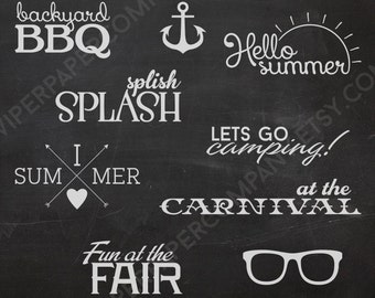 9 Photo Overlays - Summer Phrases Photo Stamps - Text Word Overlay - Quote Sun Beach Photo Words Phrase NSTANT DOWNLOAD