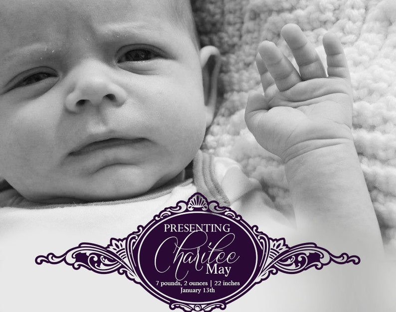 Baby Birth Announcement Overlay Collection 6 Overlays INSTANT DOWNLOAD